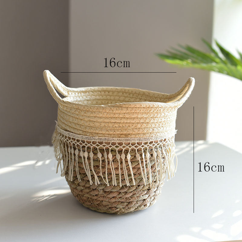 Large Woven Flower Pot Set | Nordic Boho Indoor Planter Woven Indoor Planter Oasis Select