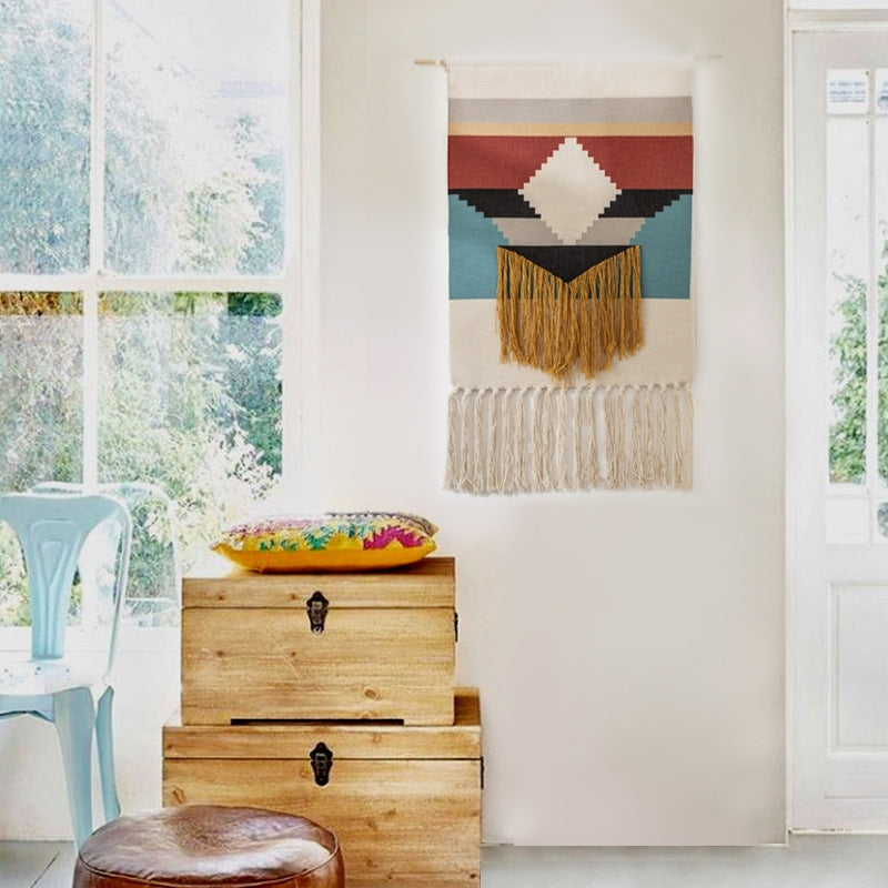 Nordic Woven Tapestry Wall Hanging with Fringe | 50x70cm Decorative Wall Tapestry Oasis Select