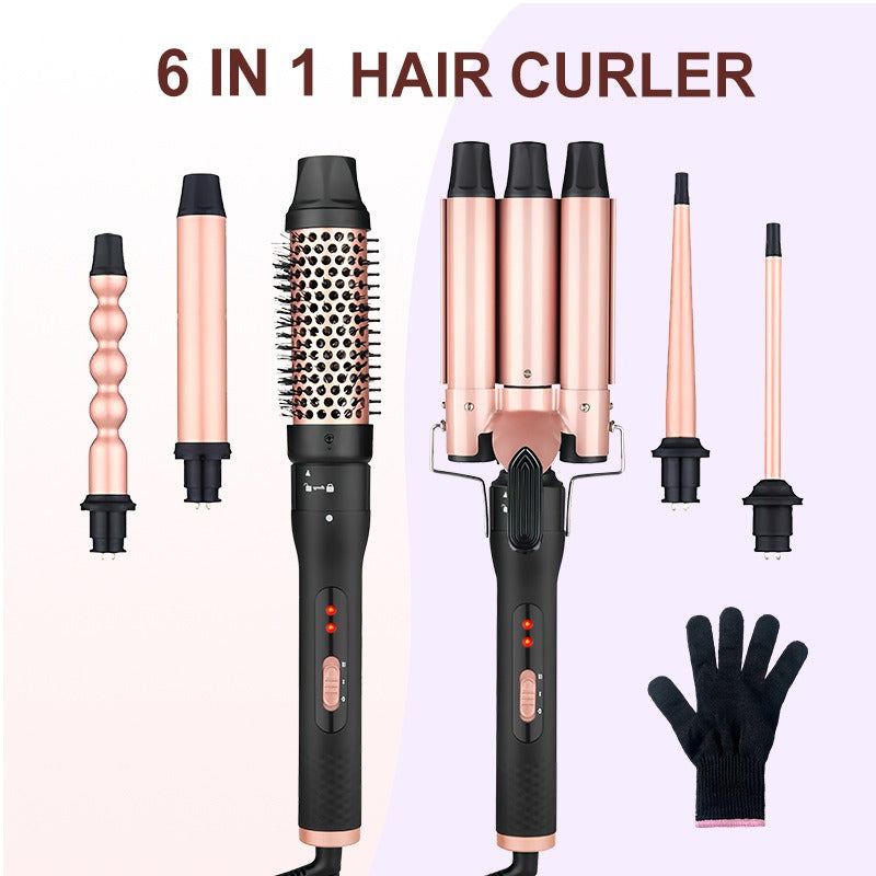 Three-Tube Water Wave Hair Curler | Multi-Adapter Styling Tool Hair Curling Iron Oasis Select