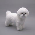 Realistic Plush Bichon Frise Dog Model | Lifelike Home Décor Decorative Dog Figurine Oasis Select Stand Bichon