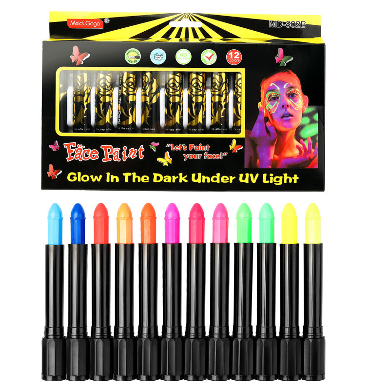 Glow-in-the-Dark Face Paint Crayon Set – 6 or 12 Colors Face Paint Crayon Set Oasis Select