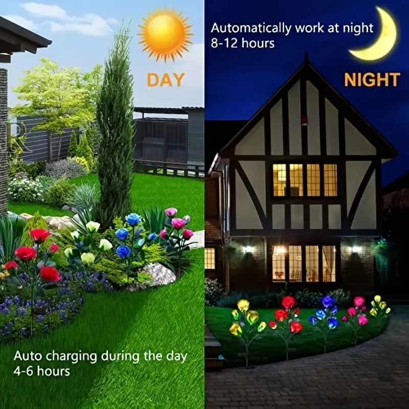 Color-Changing Solar Garden Rose Lights – Set of 5 Solar Garden Lights Oasis Select