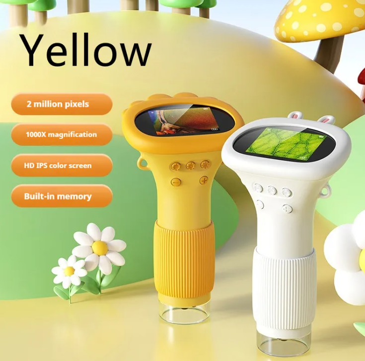 Kids' Portable Science Microscope – STEM Learning Toy Kids Science Microscope Oasis Select 372 Yellow Monocular