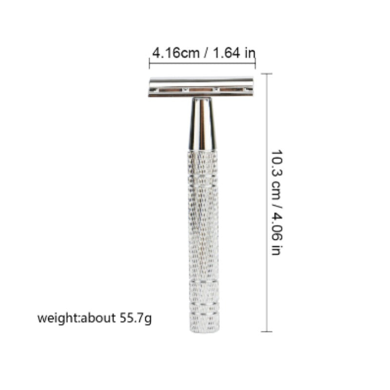 Men's Vintage Metal Safety Razor – Classic Grooming Gift Men's Safety Razor Oasis Select Silver 10 blade Standard