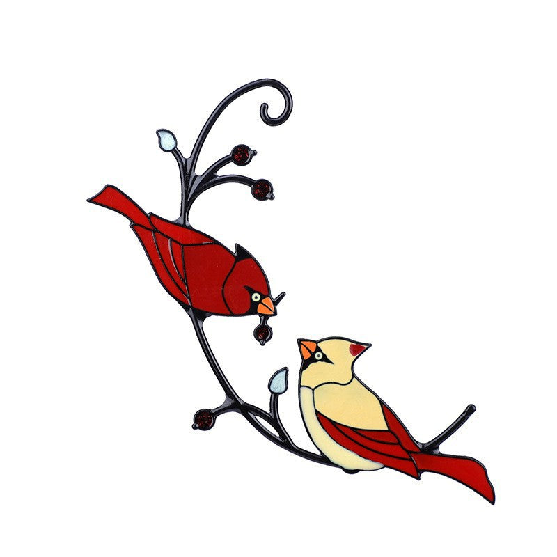Alloy Double-Sided Oil Drip Bird Hanging Wall Decoration Hanging Wall Decoration Oasis Select Two Red Birds / Alloy drop oil