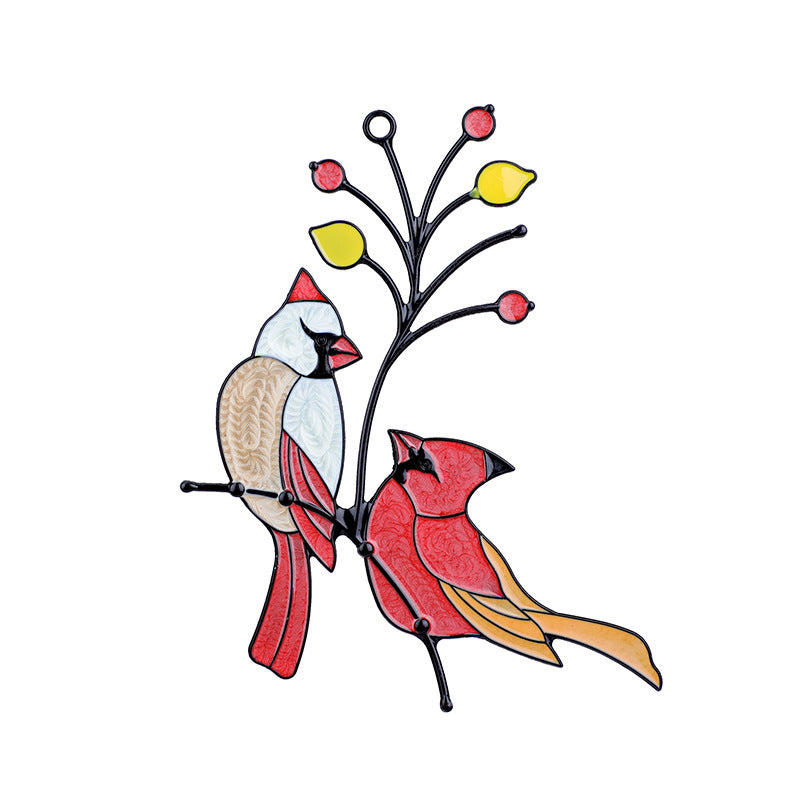 Colorful Metal Bird Pendant Ornament | Home Decor Gift Decorative Bird Ornament Oasis Select Two Birds Looking At Each Other