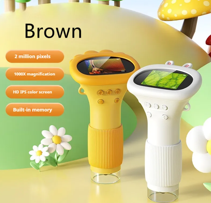 Kids' Portable Science Microscope – STEM Learning Toy Kids Science Microscope Oasis Select 372 Brown Monocular