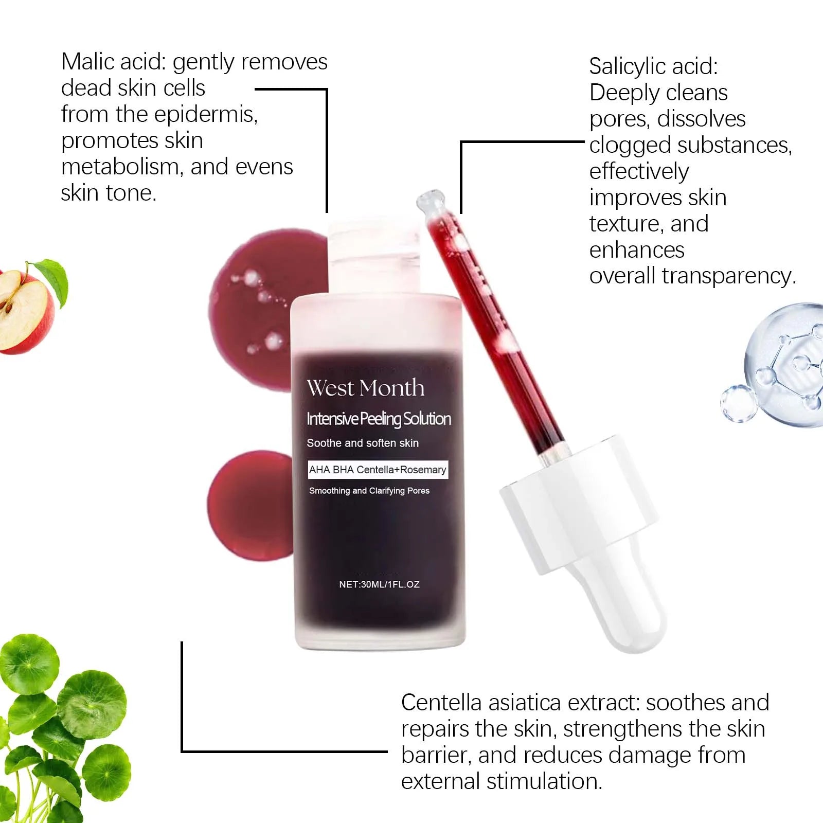 30ML Face Exfoliating Serum Gentle Reduce Dullness Fade Fine Lines Smoothing Clarifying Pores Glowing Skin Tone Facial Serum Oasis Select