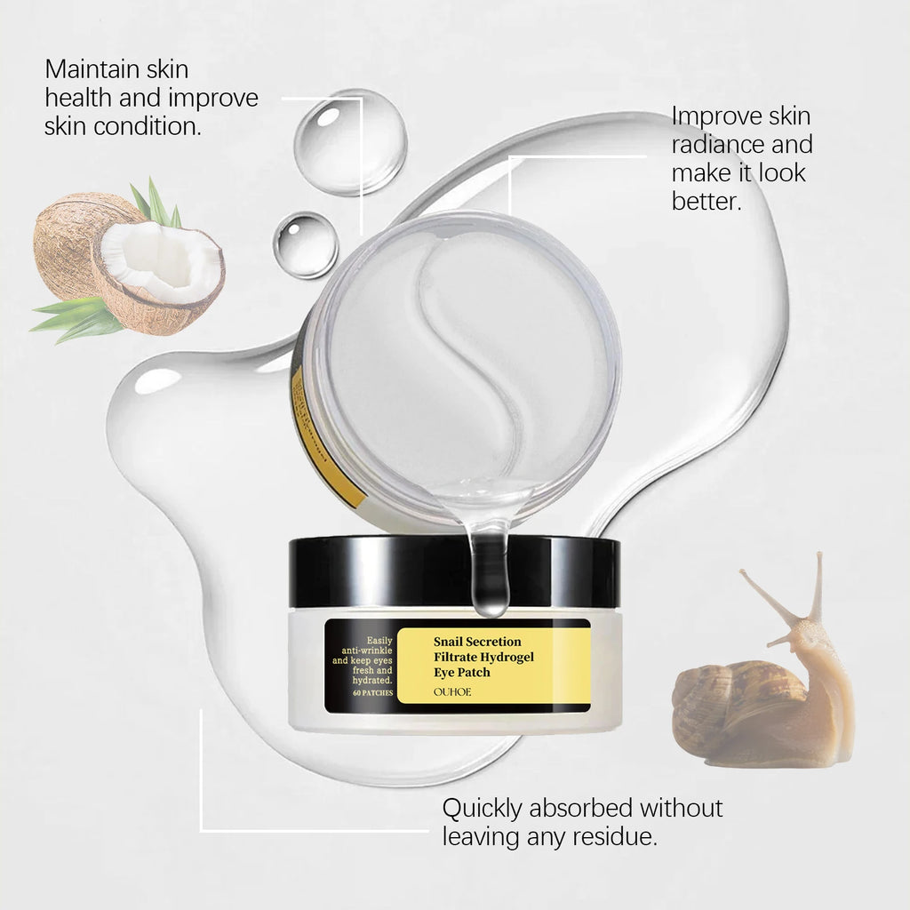 OUHOE Snail Eye Mask Moisturizing Eye Patches Firming Lifting Puffiness Remove Dark Circles and Eye Bags Eyes Skincare Products Oasis Select