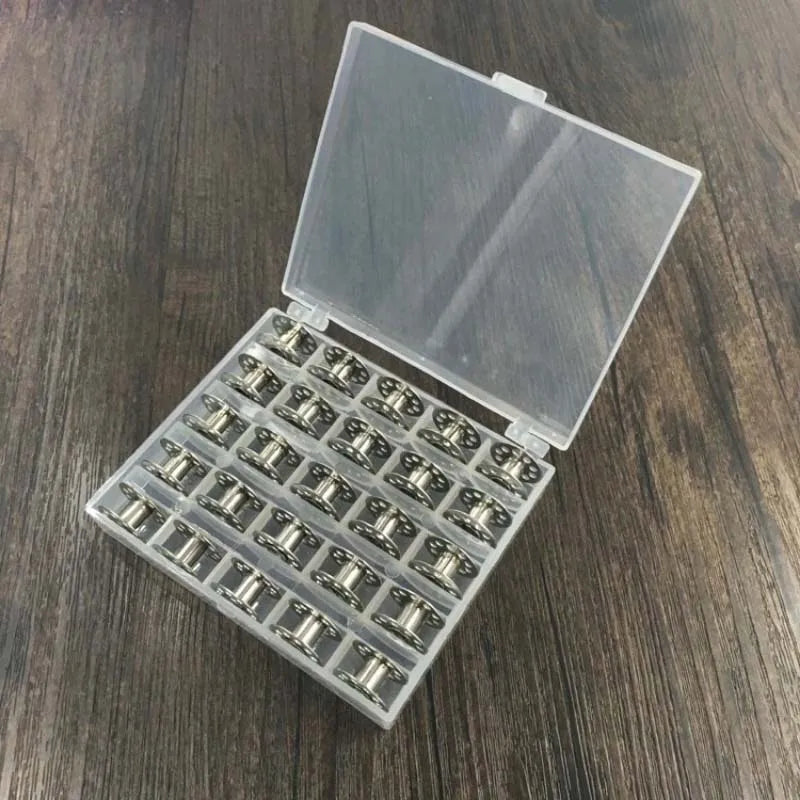 25-Pack Sewing Machine Bobbins with Storage Box