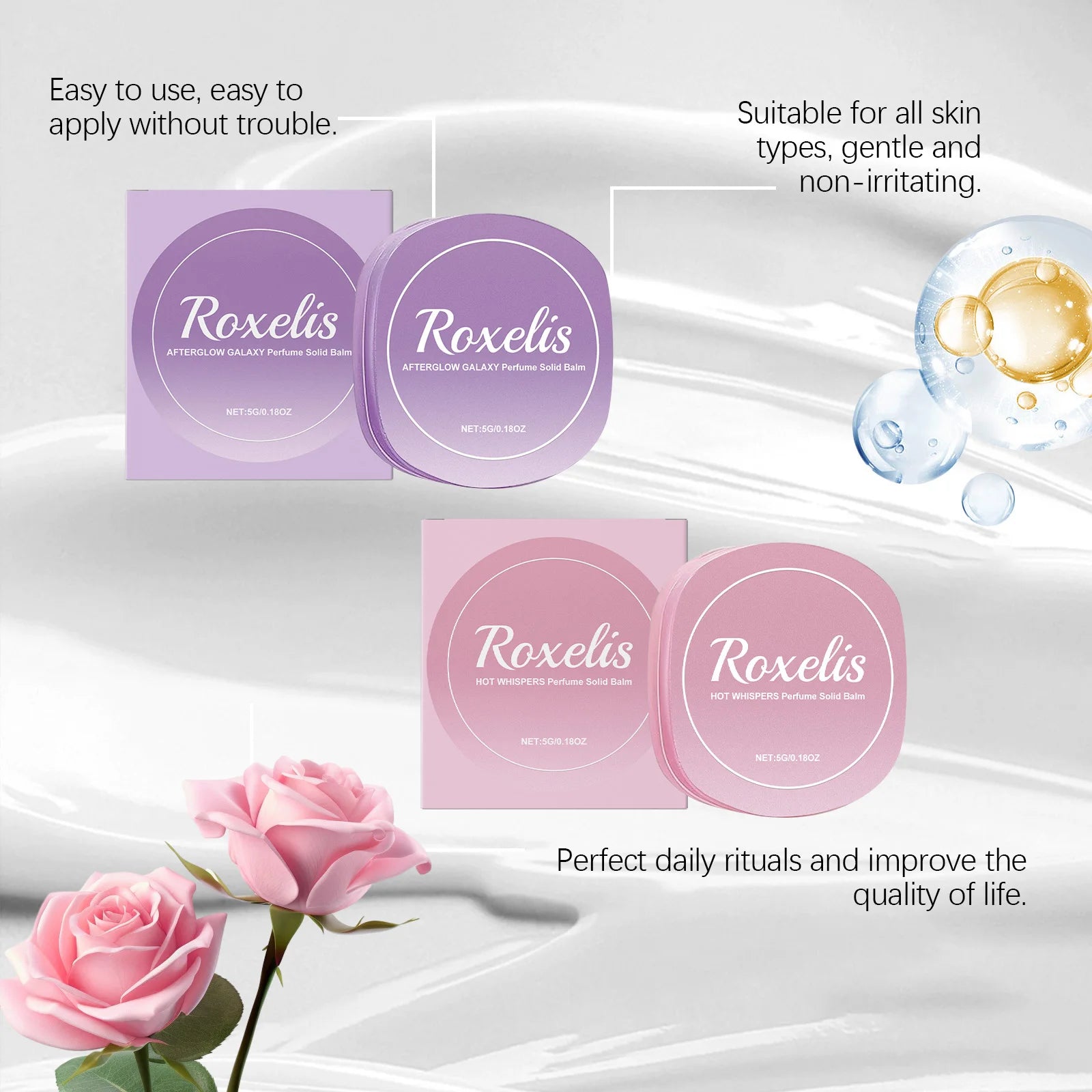 Floral Perfume Solid Balm Daily Portable Elegant Fresh Fragrance Lasting Scent Enhance Personal Charm Solid Balm for Dating Oasis Select