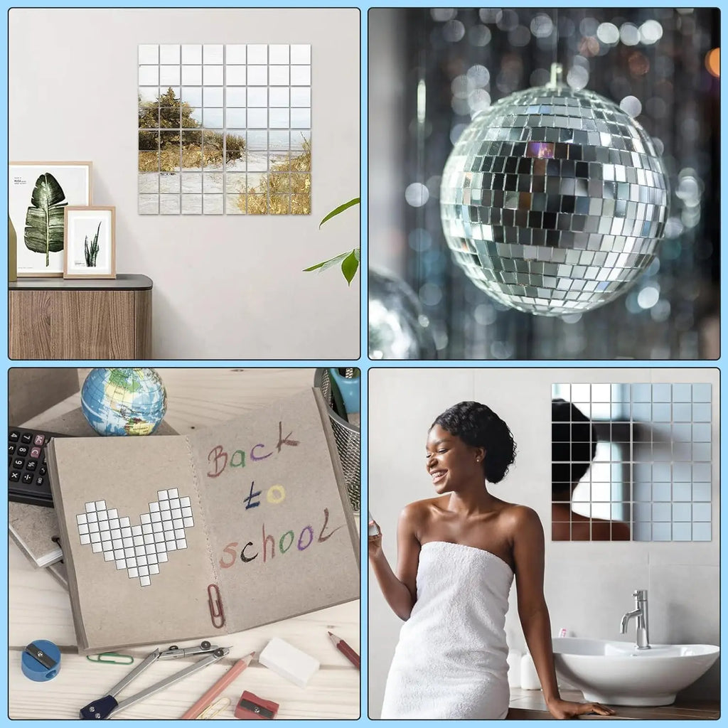 100pcs Square Mirror Mosaic Tiles 10mm, Mini Mirrors for DIY Disco Balls, Crafts,Home Decor & Art Projects Oasis Select