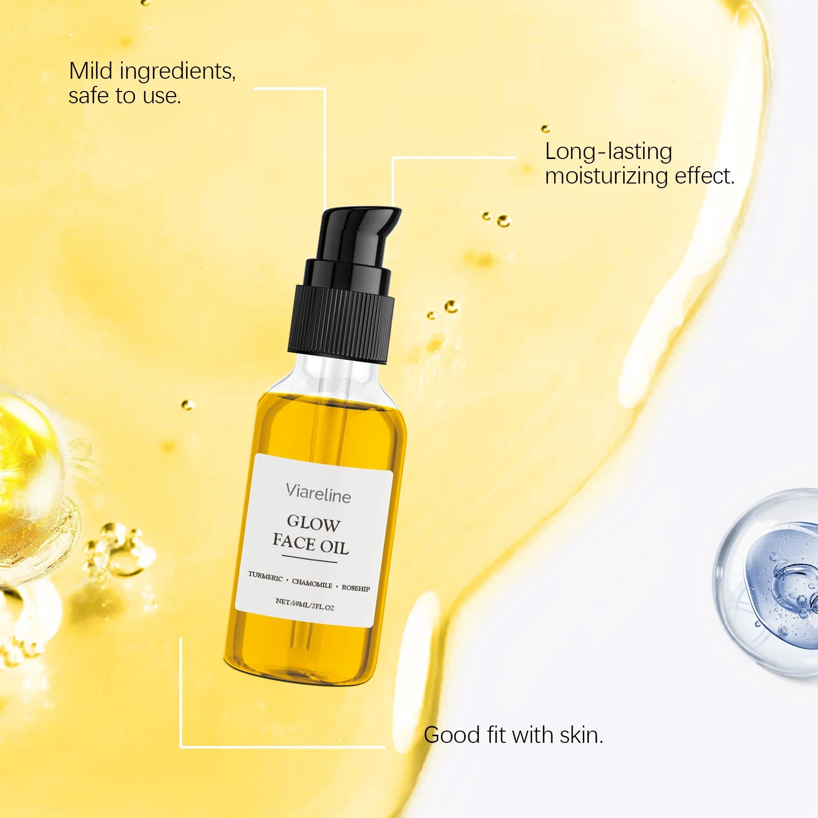 59ML Glowing Face Oil Gentle Moisturizing Improve Skin Texture Enhance Elasticity Nourishing Reduce Dullness Facial Serum Oasis Select