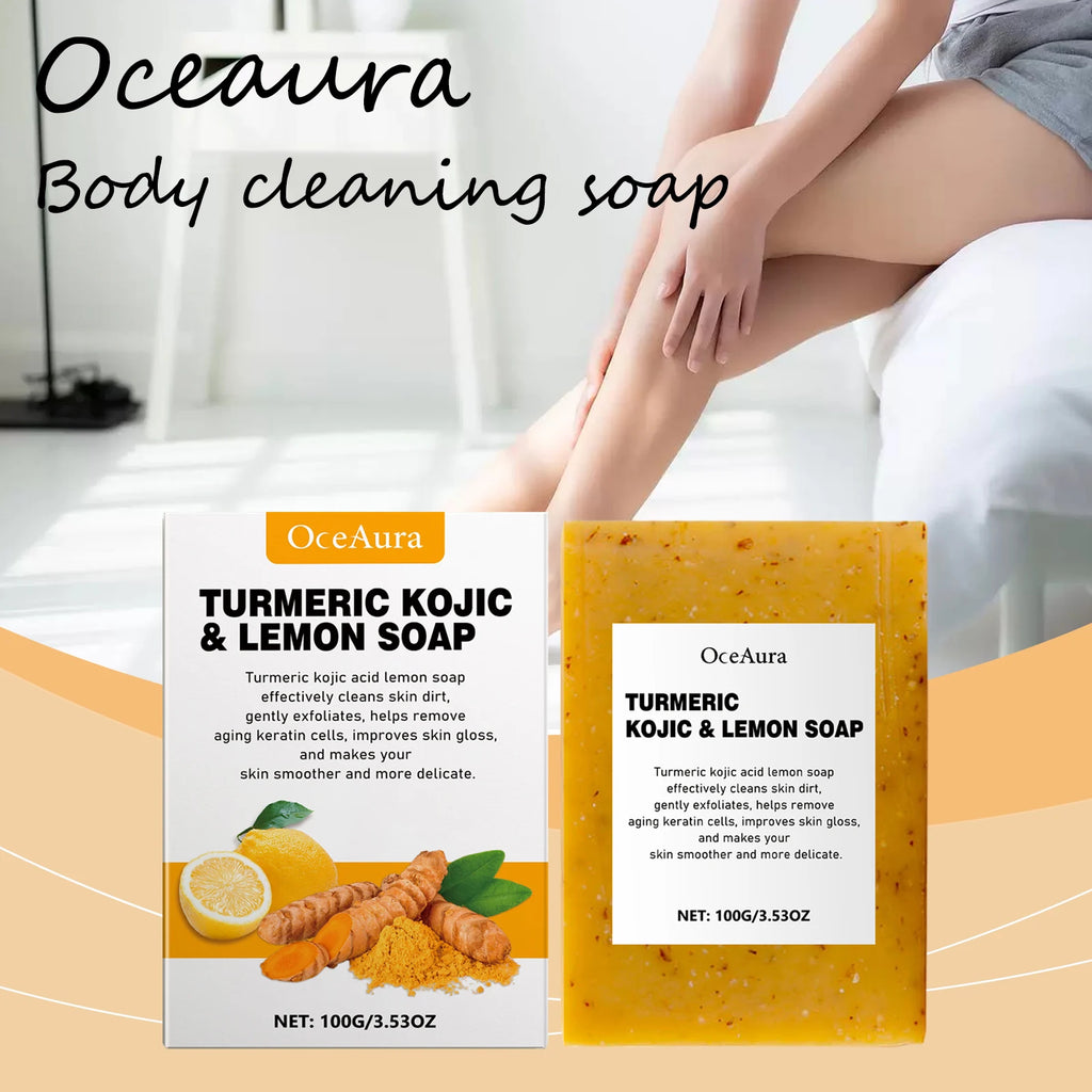 Oceaura Turmeric Lemon Soap Bar for Cleaning Face Body Gentle Cleaning Pores Brightening Skin Tone Smoothing Skin Cleaning Soap Oasis Select