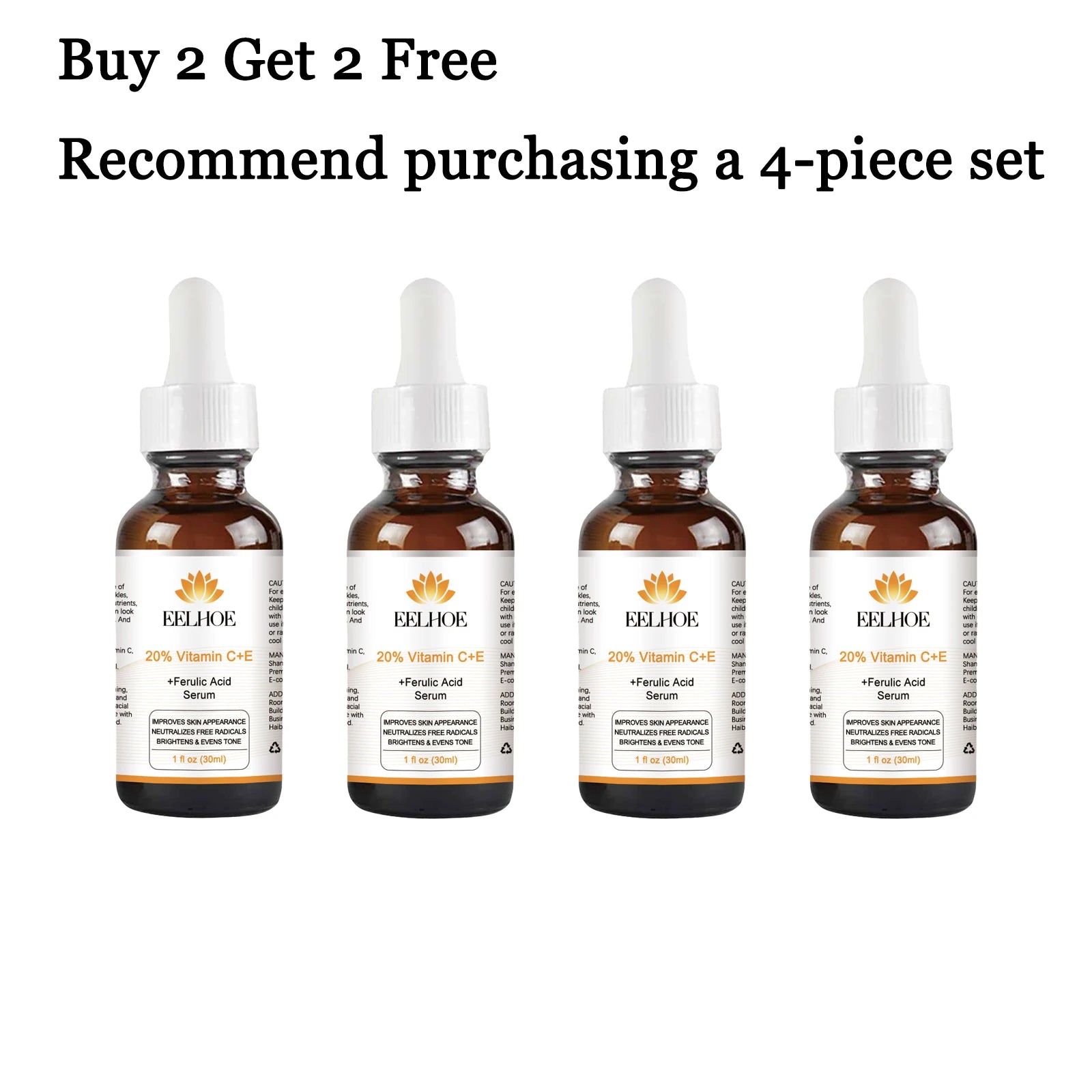 30ML Vitamin C+E Serum Deep Moisturizing Repairing Dryness Enhance Smoothness Glowing Improve Skin Texture Boosts Skin Elasticity Non-sticky Face Serum for All Skin Types Oasis Select 4 pcs United States