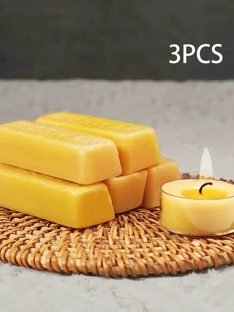 1/3PCS Pure Beeswax Block - DIY Candle Making Magic, Aroma Bliss for Aromatherapy, Craft Unforgettable Candlestick Designs Oasis Select 3PCS