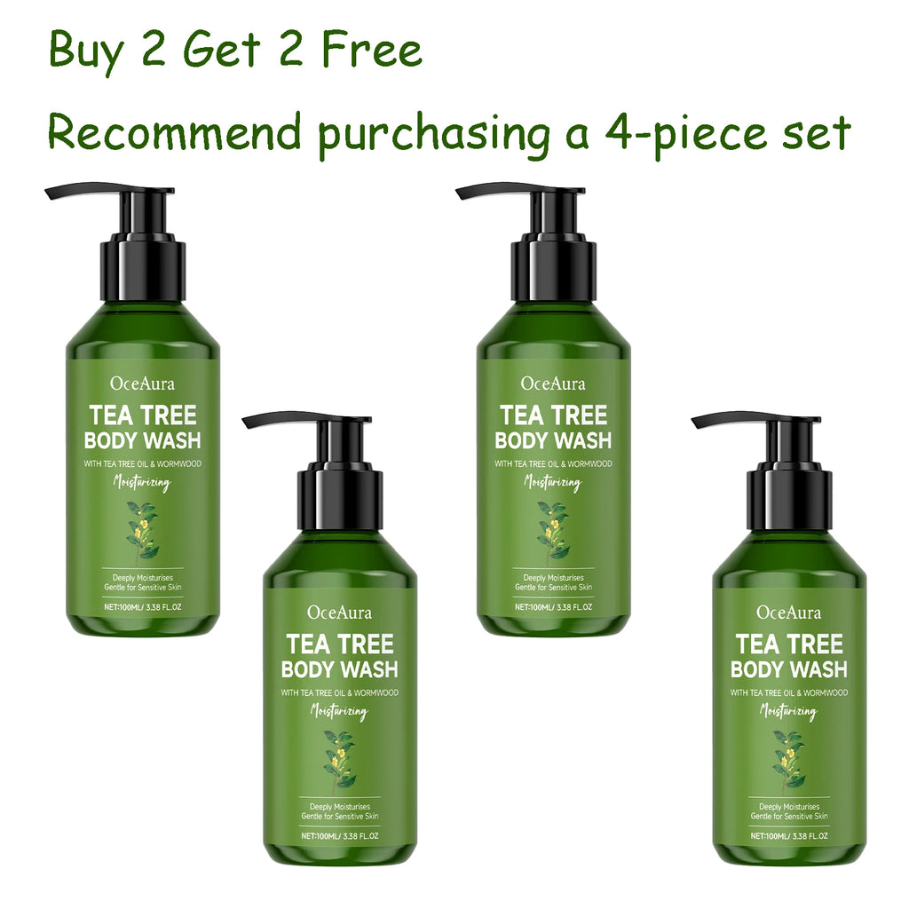 100ML Tea Tree Body Shower Gel Natural Nourishing Lasting Moisturizing Gentle Cleaning Pores Lasting Refreshing Body Wash Gel Oasis Select 4 pcs United States Moisturizing