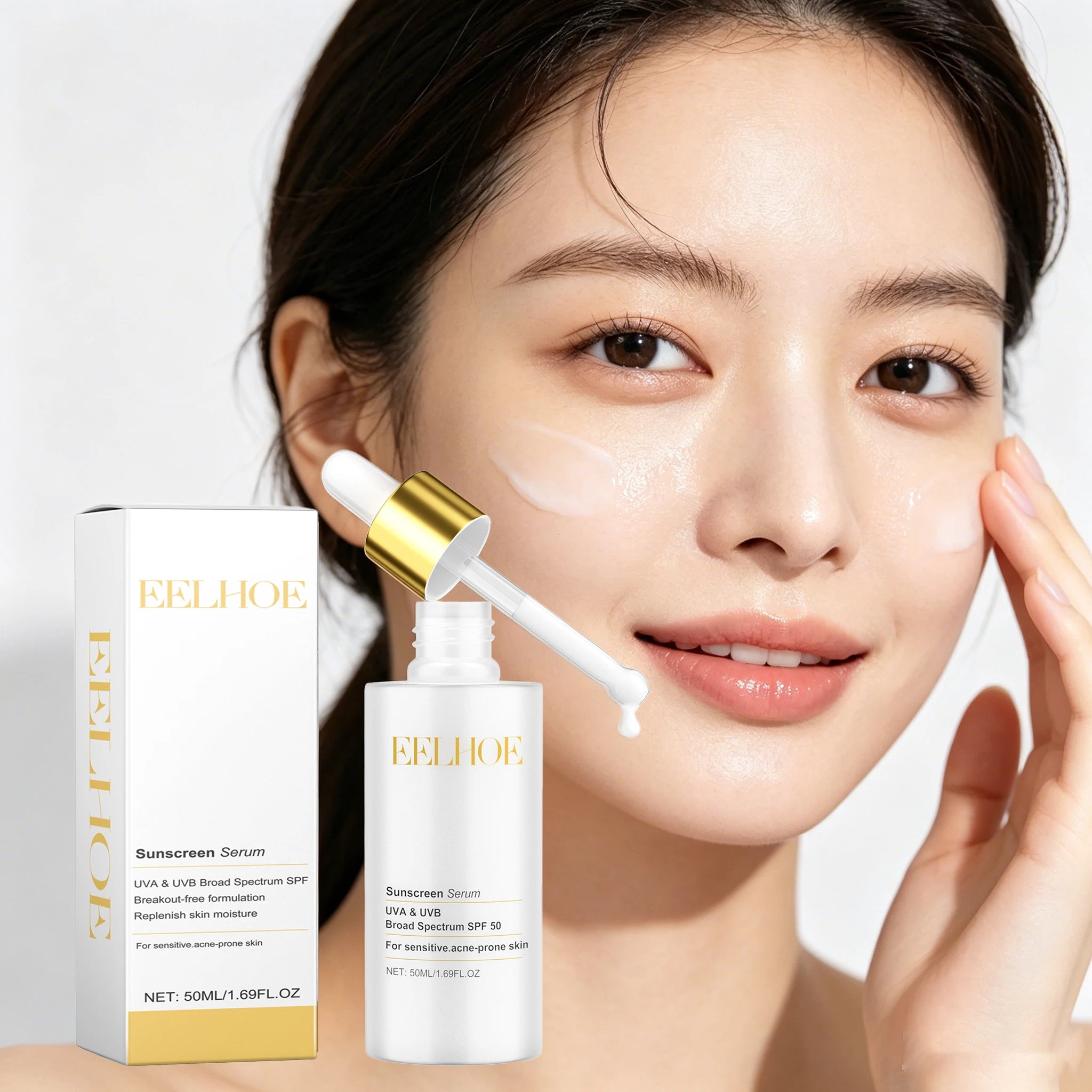50ML Sunscreen Serum Deep Moisturizing Glowing Skin Enhance Smoothness Prevent Sunburn Non-greasy Prevent Sunburn Repairing Damaged Sunblock Facial Serum Oasis Select