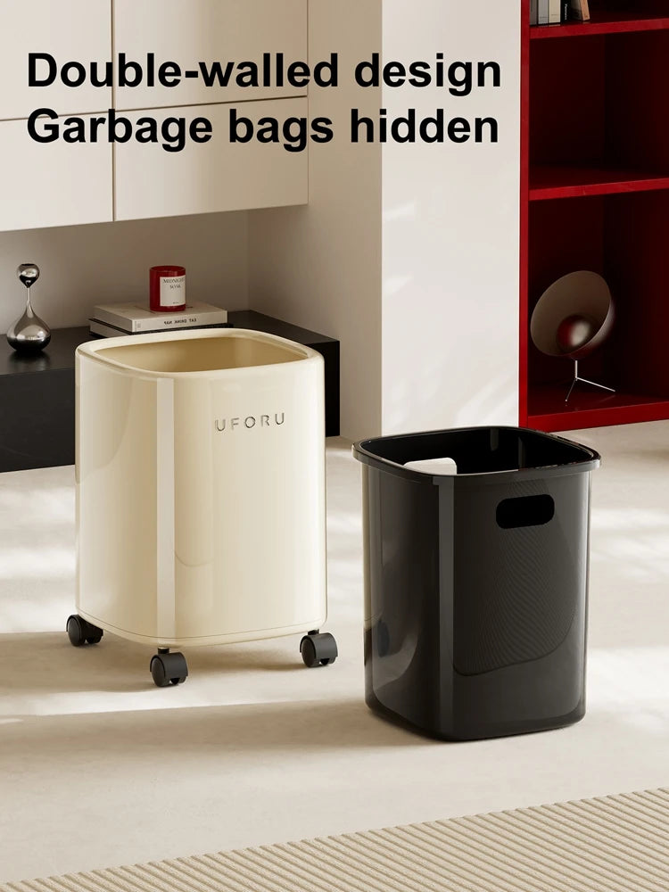A versatile wheeled trash can that’s easy to clean and ideal for home use, perfect for bedrooms, living rooms, and bathrooms. Oasis Select