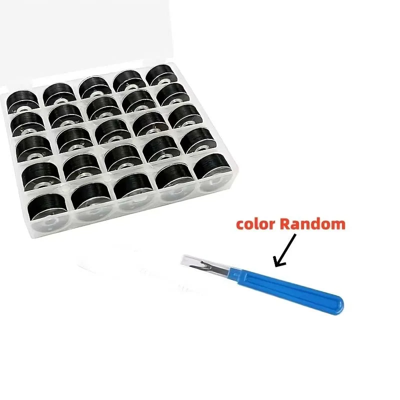25-Pack Prewound Bobbins for Brother – Class 15 SA156 90WT