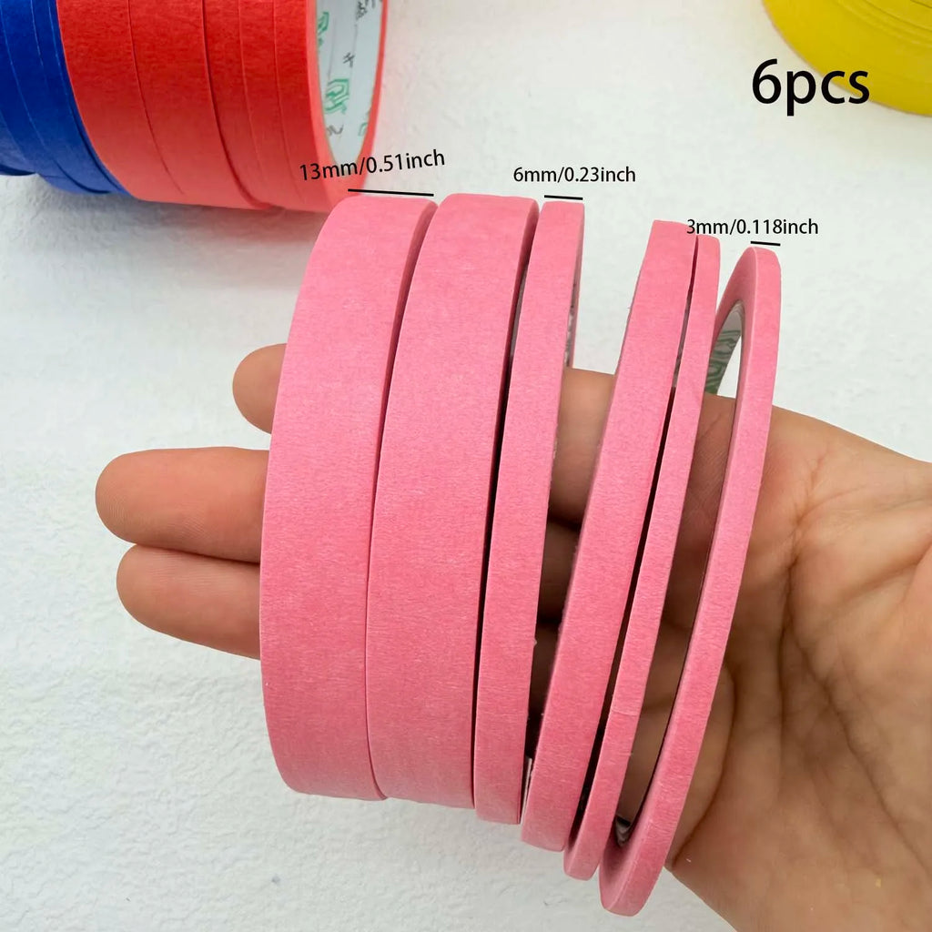 3/6 Rolls 3size Colorful Paper Masking Painters Tapes Painting Labeling Arts Crafts,Removal for Crafts, Labeling,DIY Decorative Oasis Select 6pcs pink