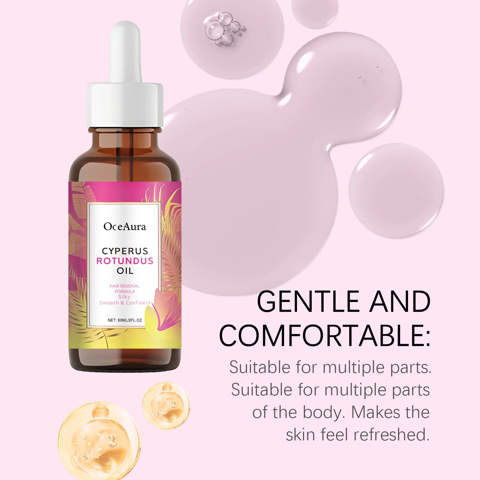 60ML Body Hair Removal Essence Oil Gentle Cleaning Soothing Nourish Moisturizing Relief Discomfort Non-irritating for Daily Care Oasis Select