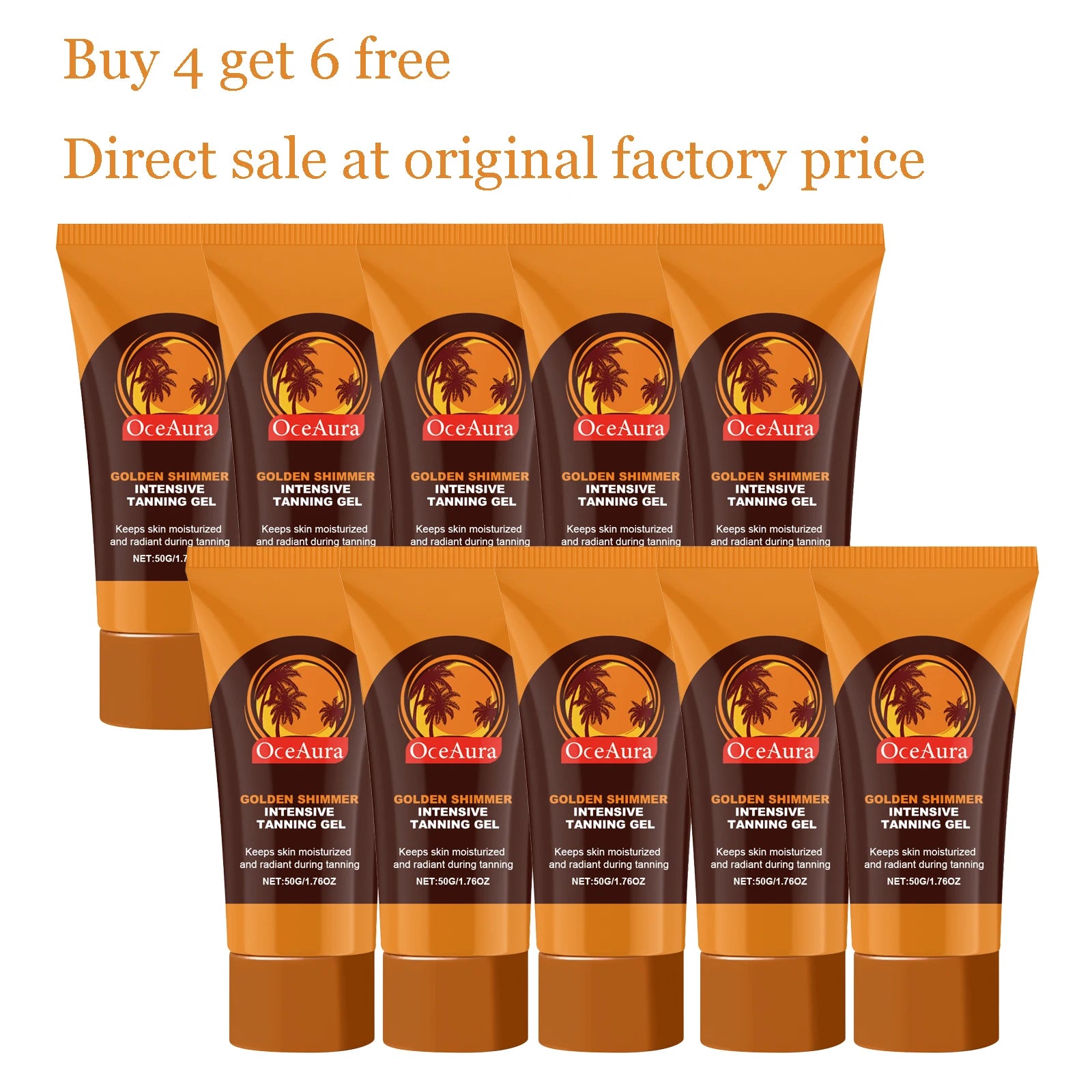 50G Golden Shimmer Body Tanning Gel Moisturizing Nourishing Natural Tanning Bronzer Wheated Skin Beach Sunless Tanning Lotion Oasis Select 10 pcs United States