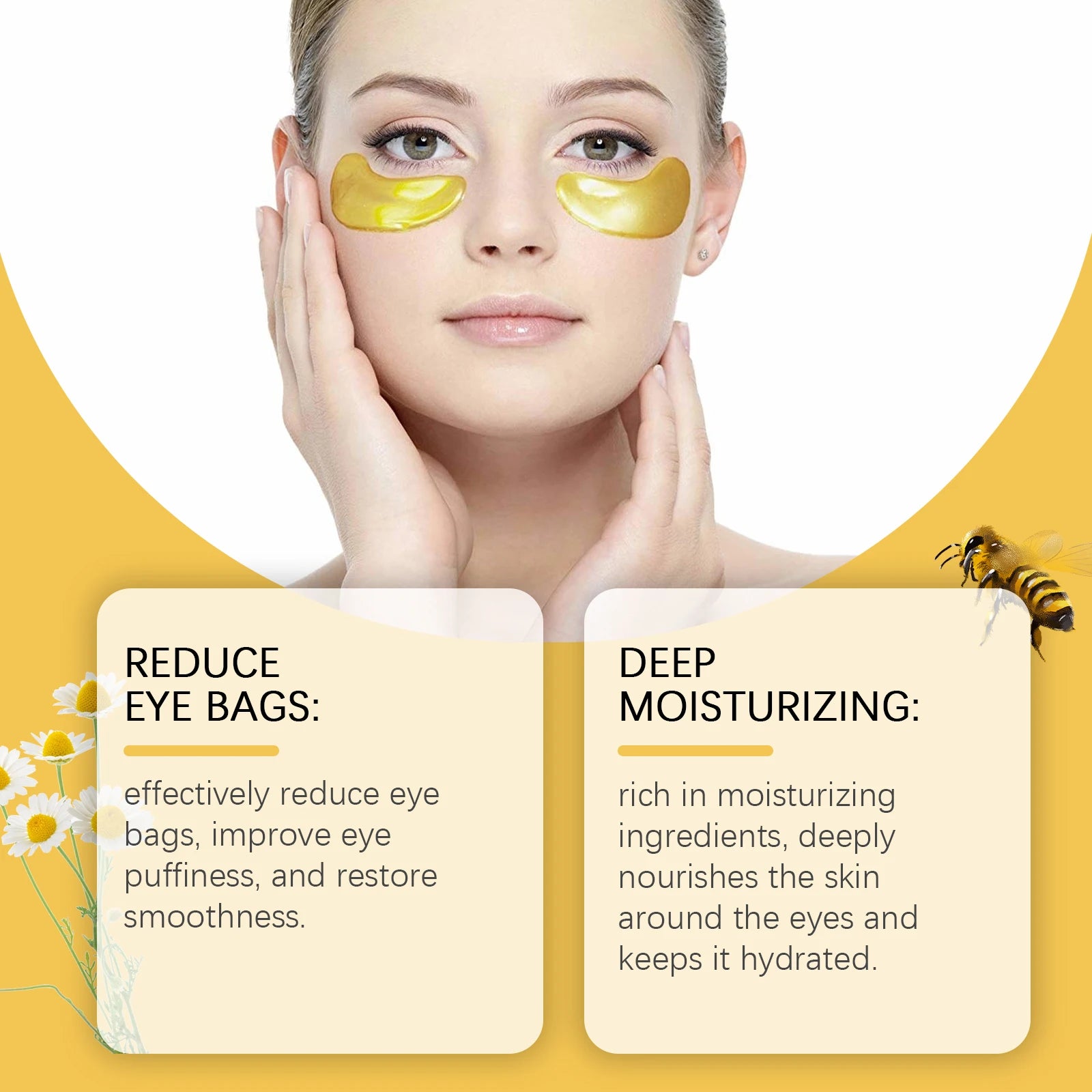 EELHOE Bee Venom Eye Patches Anti Dark Circles Puffiness Removal Eye Bag Moisturizing Firming Smooth Eye Mask Skin Care Products Oasis Select