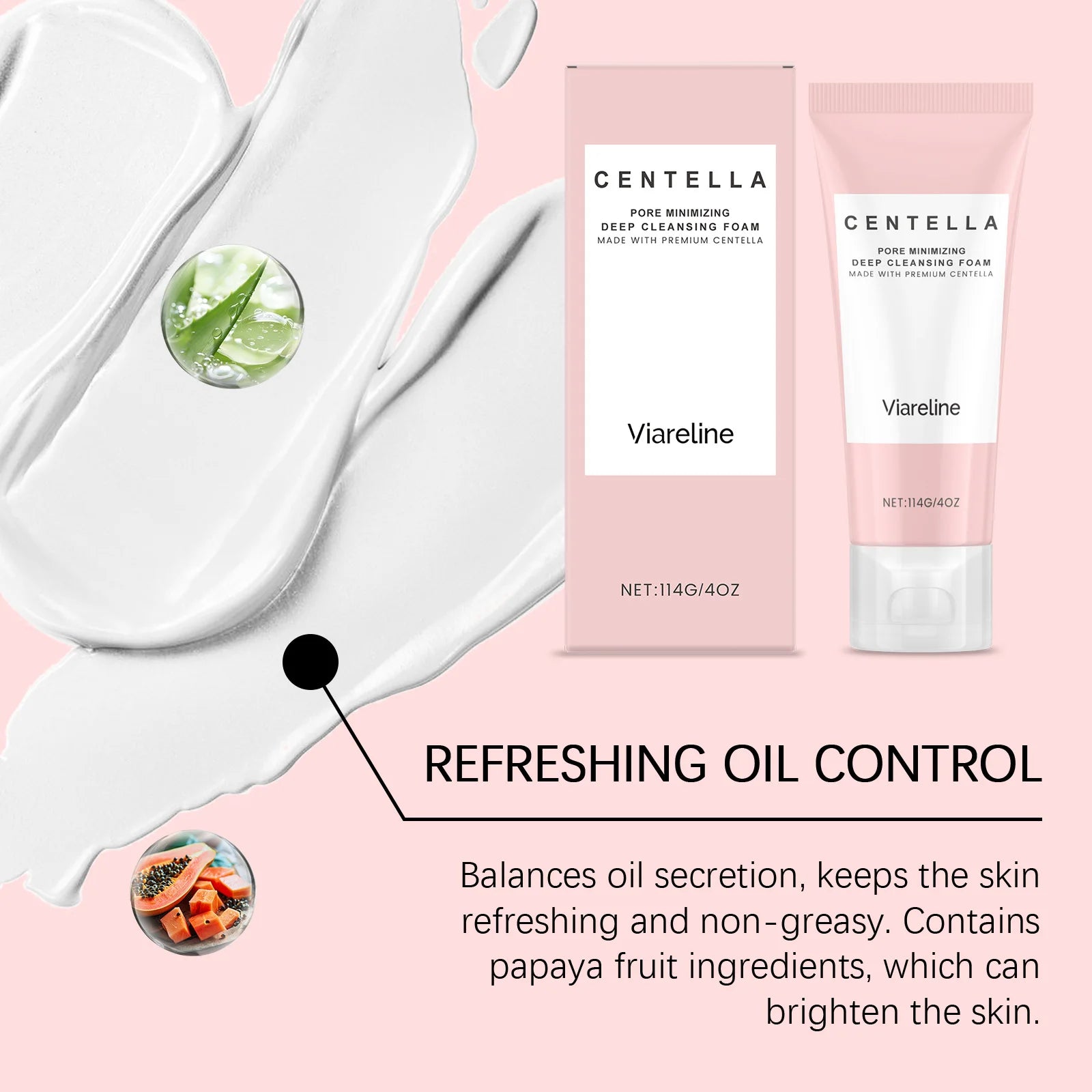 114g Centella Facial Cleaner Deep Cleaning Pore Dirts Moisturizing Soothing Redness No-Tight Smoothing Daily Face Cleaner Gel Oasis Select