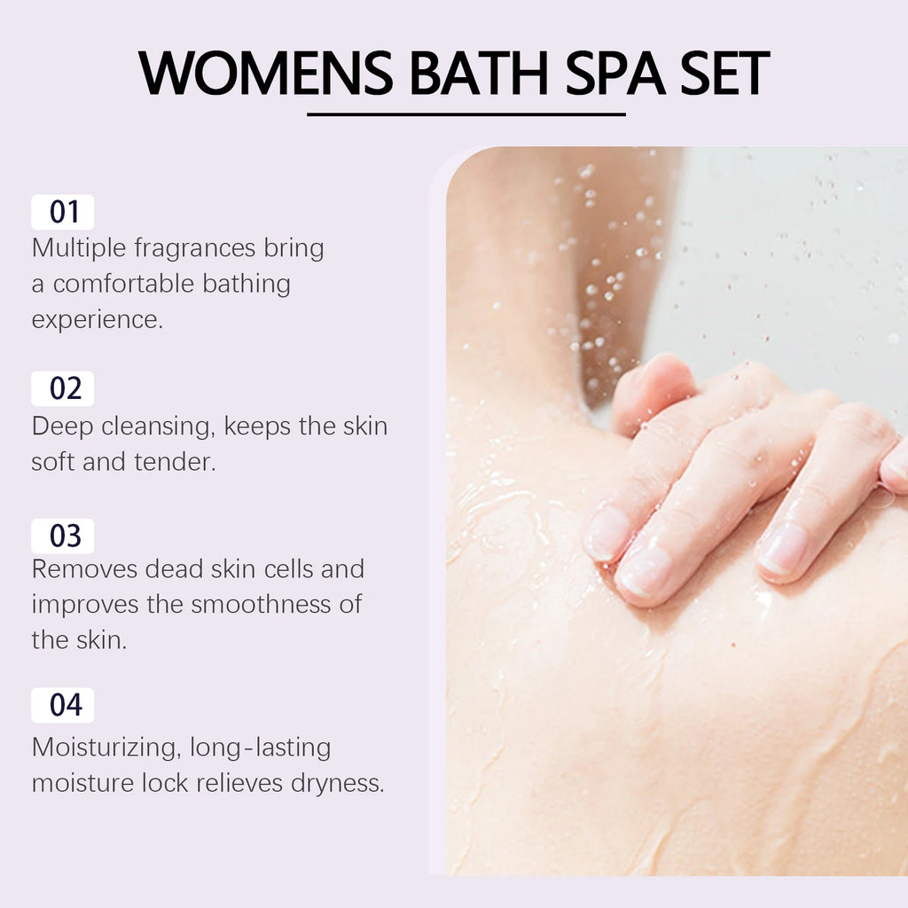 Floral Scent Women Bath Set Gentle Cleaning Dirts Reduce Dryness Smoothing Exfoliating Softening Body Skin Care Set for Gift Oasis Select