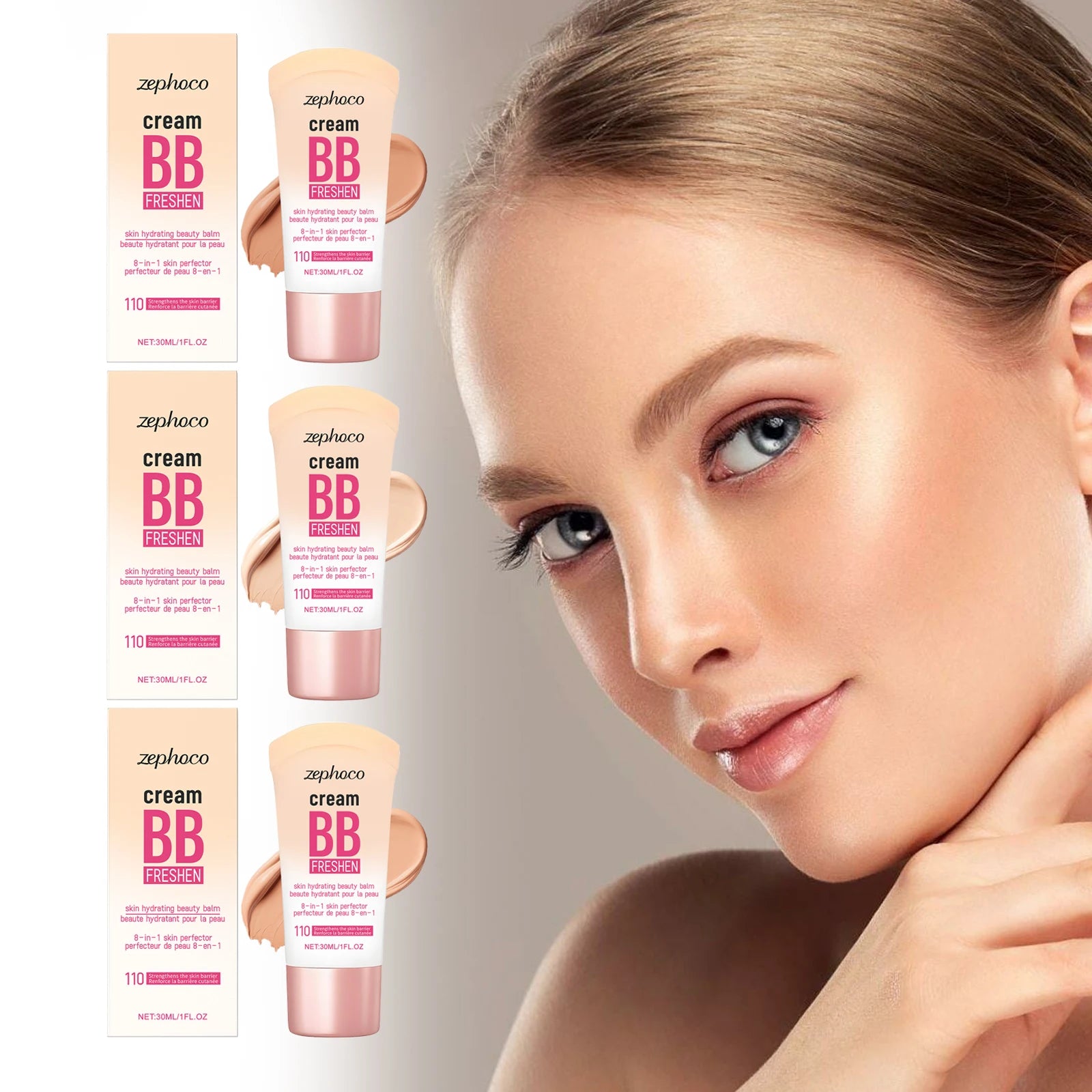 3 Colors Hydrating Concealer BB Cream Natural Brightening Skin Tone Buildable Coverage Cover Blemishes for Daily Base Makeup Oasis Select
