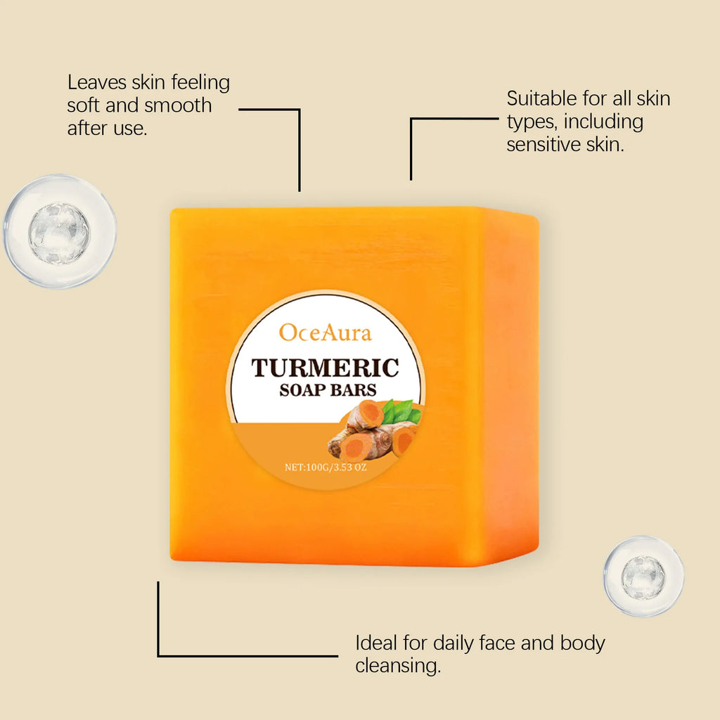 100G Turmeric Body Cleaning Soap Gentle Remove Dead Skin Deep Moisturizing Oil Control Improve Smoothness Softening Body Soap Oasis Select