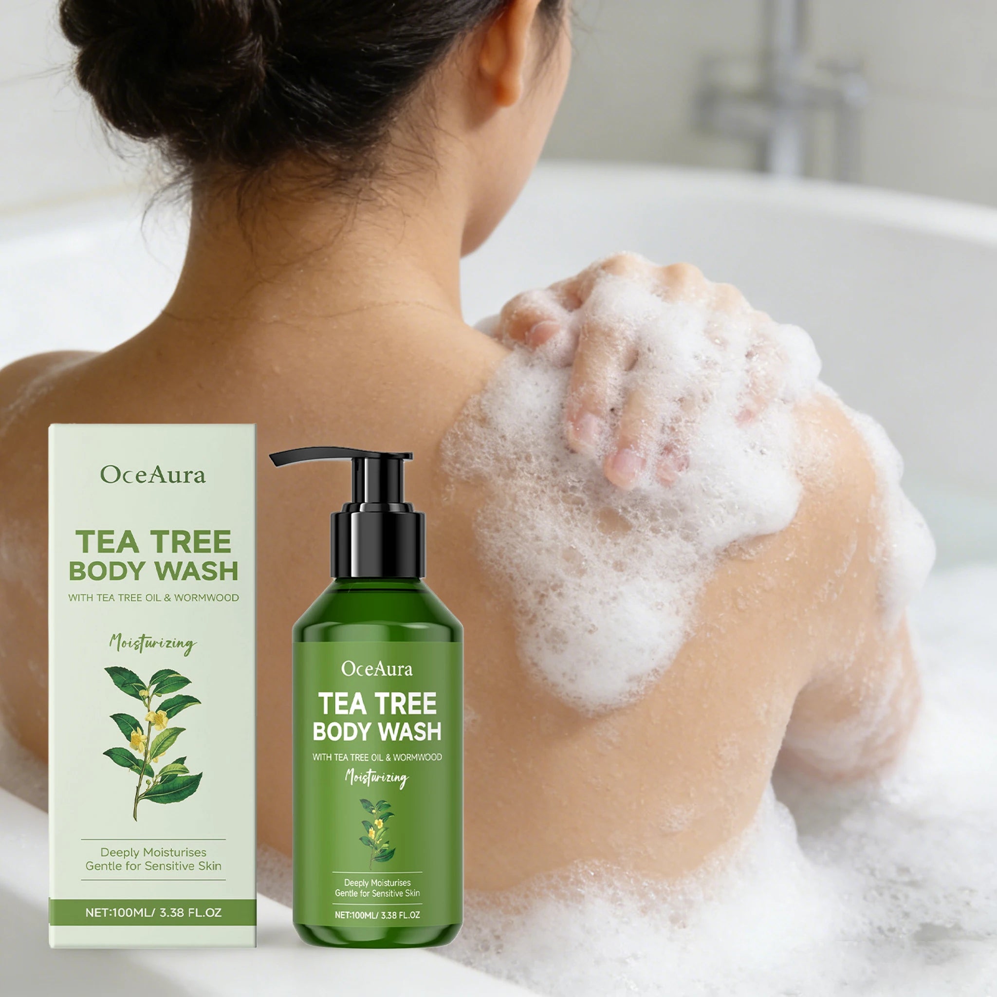100ML Tea Tree Body Shower Gel Natural Nourishing Lasting Moisturizing Gentle Cleaning Pores Lasting Refreshing Body Wash Gel Oasis Select