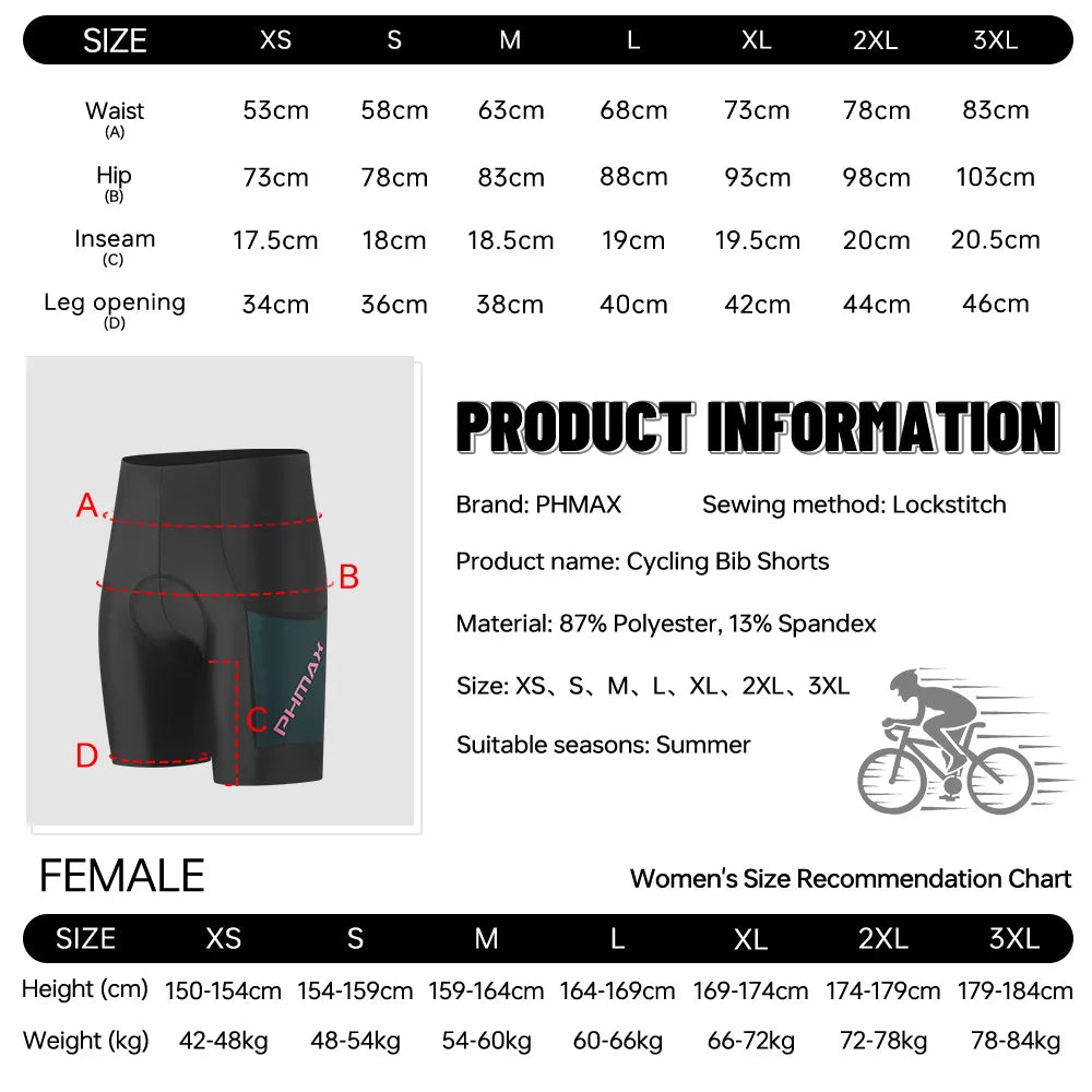 PHMAX Women's Cycling Shorts 5D Gel Padded Road Bicycle Shorts Shock Absorption Quick Dry Summer Bike Shorts for long Distance Oasis Select