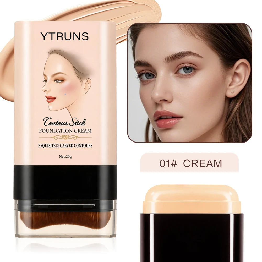 YTRUNS Foundation Stick 20g | Full Coverage Concealer & Brush