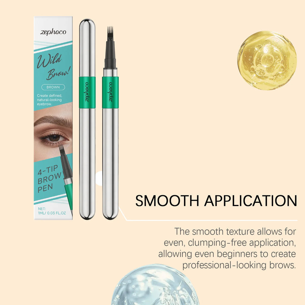 Zephoco 3D 4 Prong Eyebrow Pencil Natural Hair Flow Effect Lasting Waterproof Smudge Proof Grooming Smoothing Eyebrow Pencil Oasis Select