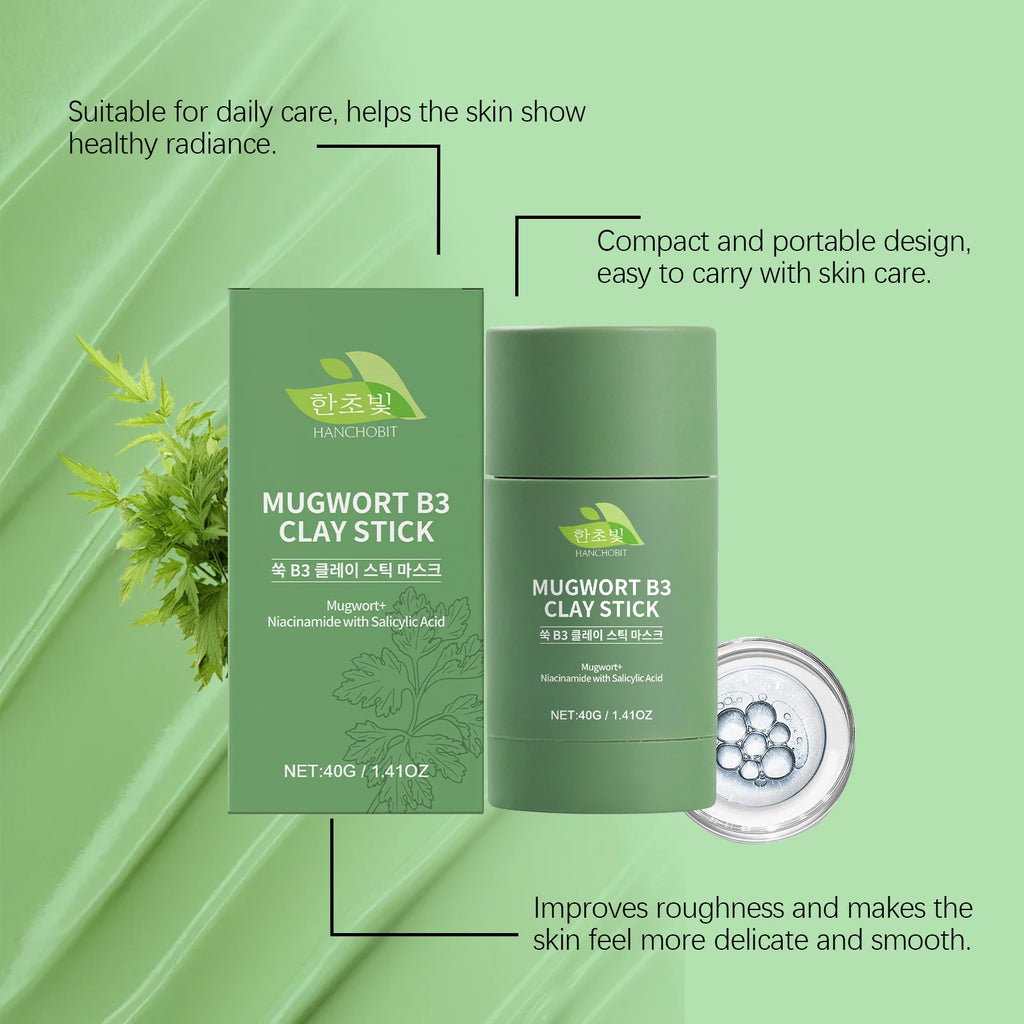 40G Mugwort Face Clay Mask Stick Gentle Cleaning Pores Moisturizing Enhance Smoothness Improve Skin Texture Nourishing Skin Soothing Repairing Face Mud Mask Oasis Select