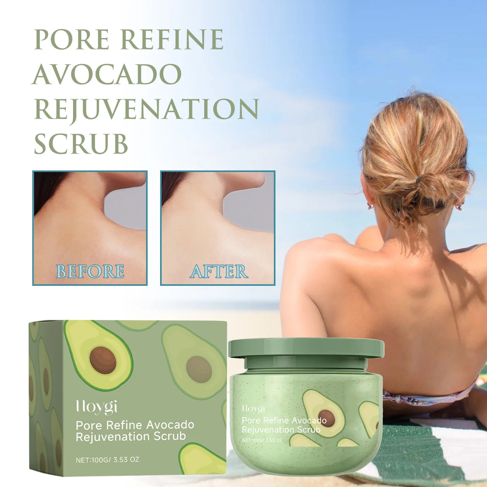 100G Avocado Body Scrub Cream Gentle Remove Whole Body Dead Skin Enhance Smoothness Pore Shrink Hydrating Body Scrub Lotion Oasis Select