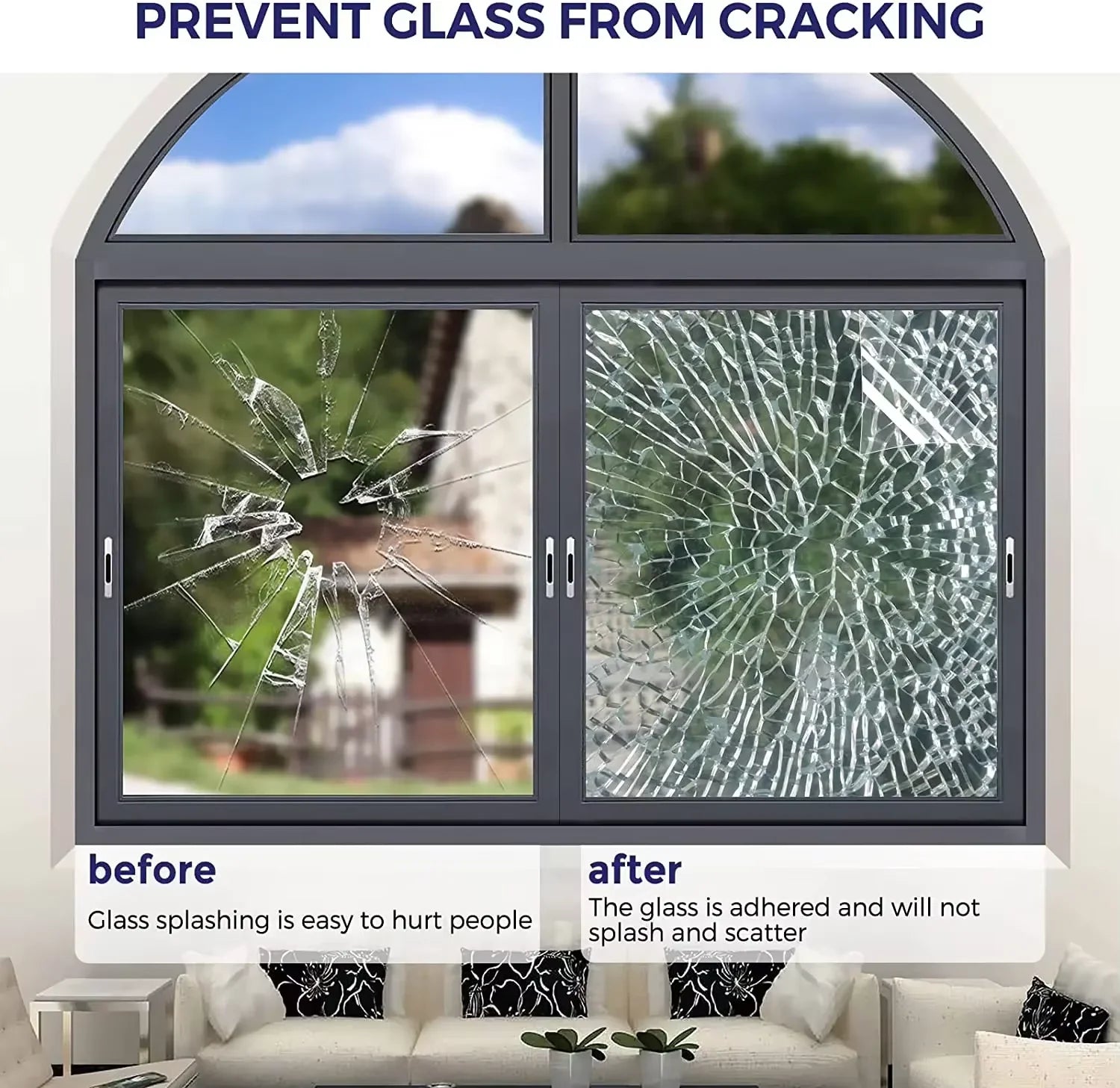 Self-Adhesive PET Glass Sunshade Film Transparent Shatterproof Window Provides Barrier Protection Suitable For Home And Office. Oasis Select