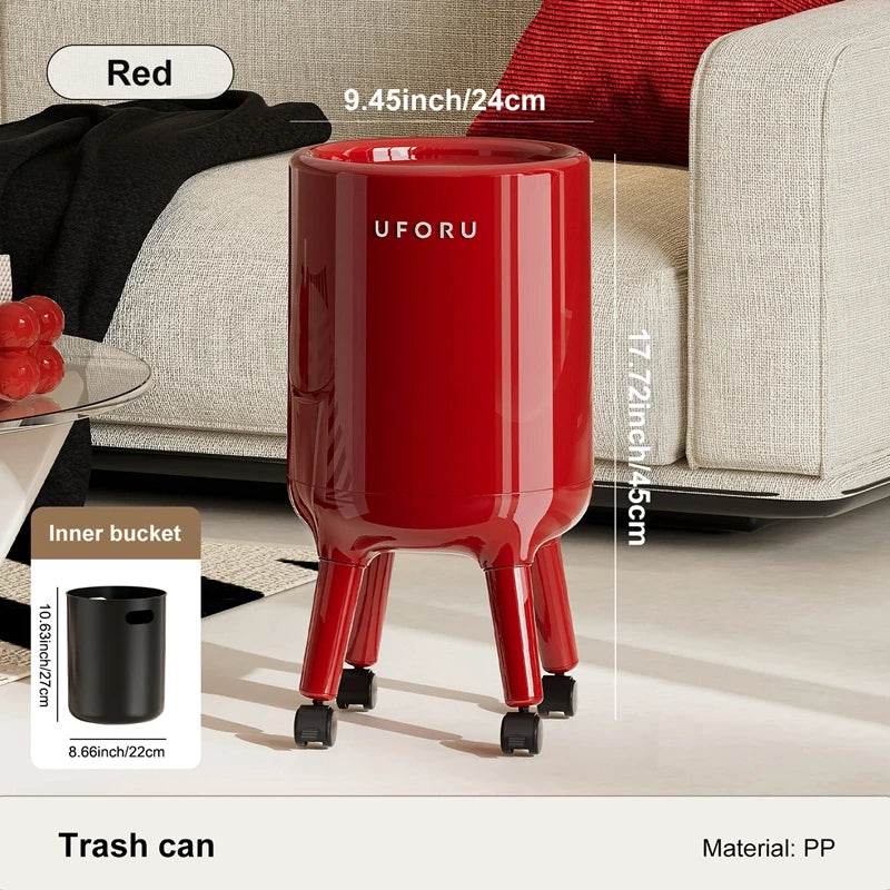 Trash can, large-capacity lidded wastebasket, stylish design, perfect for home decor, kitchen trash can, bathroom wastebasket Oasis Select Red