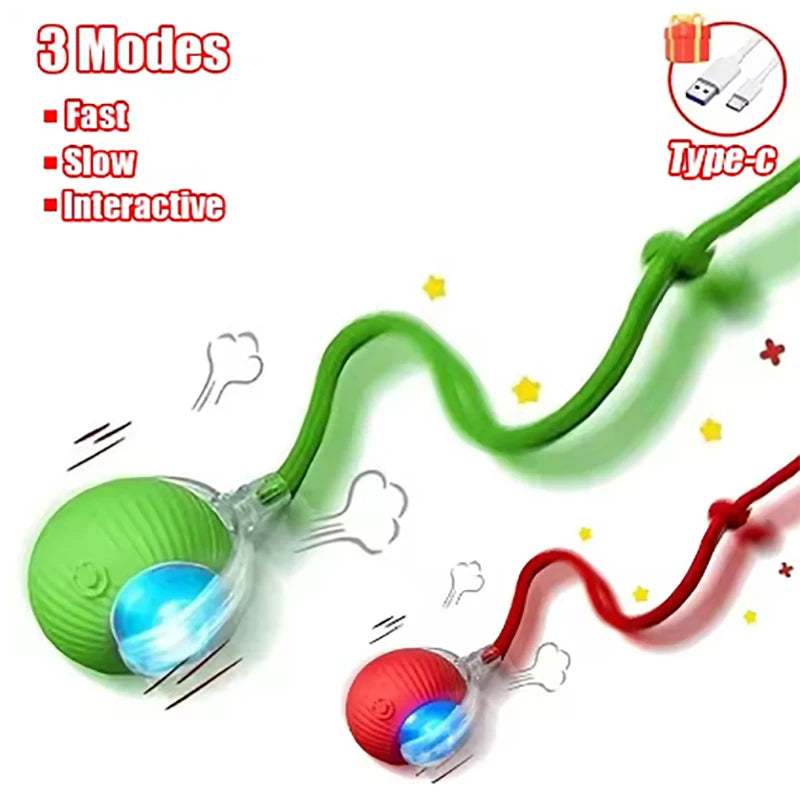 Pet Automatic Rolling Ball Interactive Ball Cat Toy Electric Cat Dog Training Imitation Mouse Rechargeable Product Oasis Select Red and Green-2pcs CN