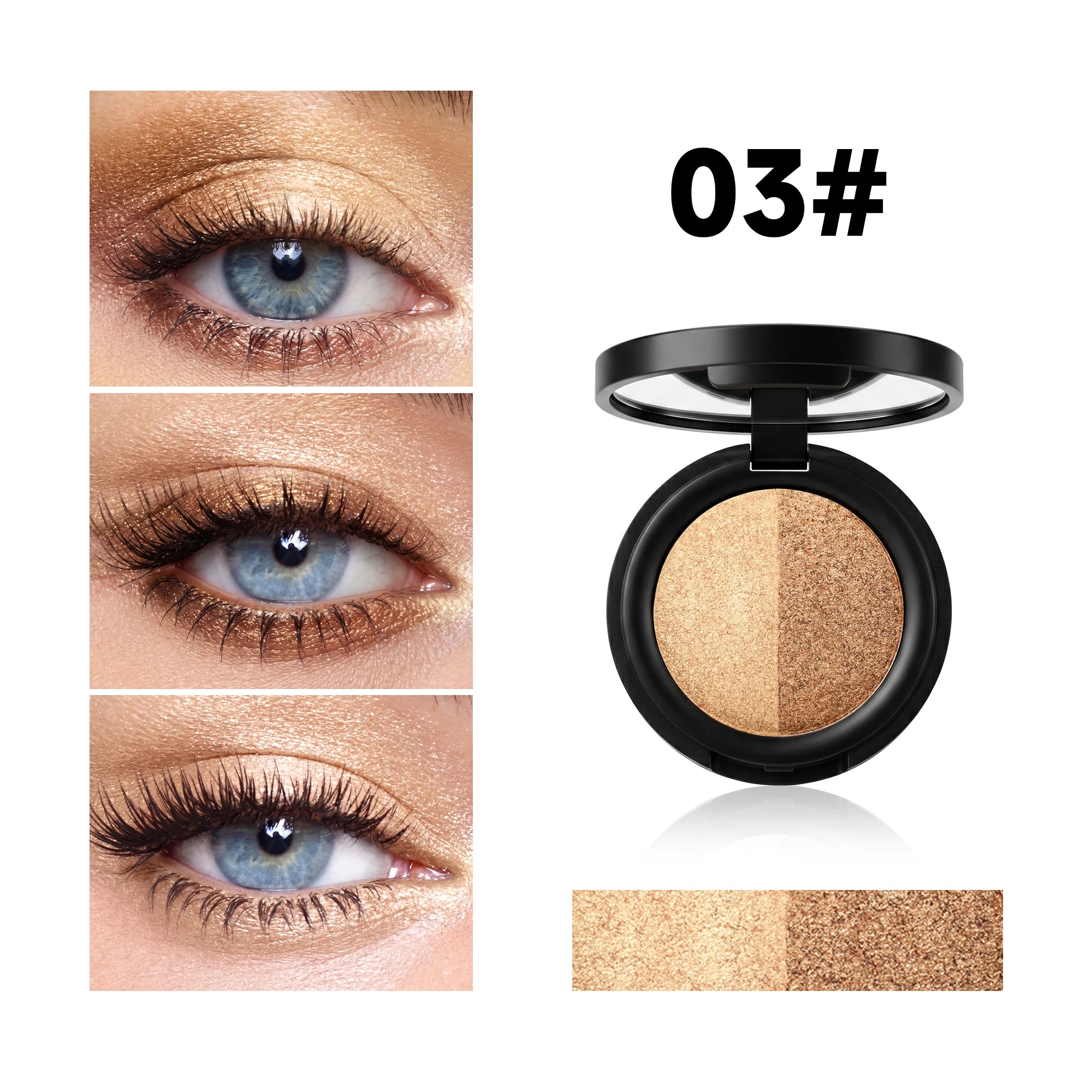 Shimmer Duo Eyeshadow Palette – Pearlescent Glitter 2-Shade Compact