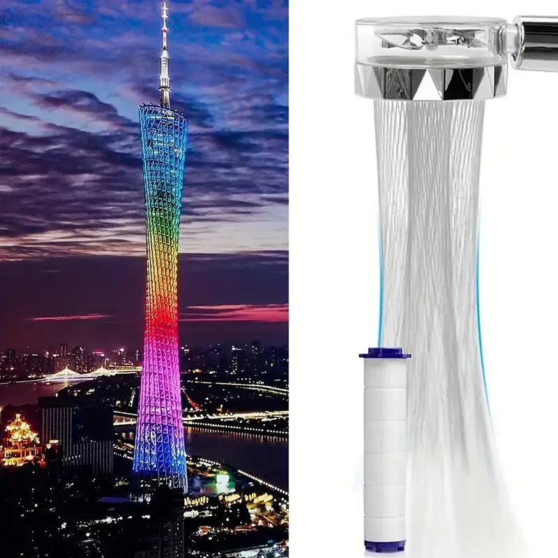 360° Turbine Handheld Shower Head – High Pressure & Water Saving