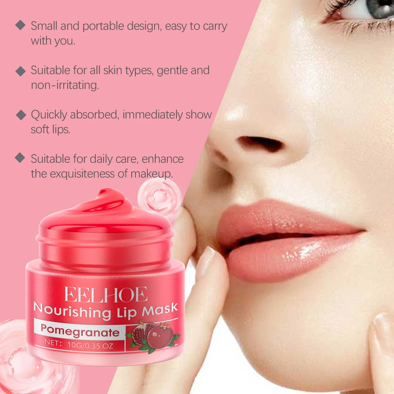 10G Pomegranate Lip Mask Deep Nourishing & Moisturizing Fade Lip Lines Remove Dead Skin Restoring Gloss Smoothing Non-greasy Softening Lip Mask Oasis Select
