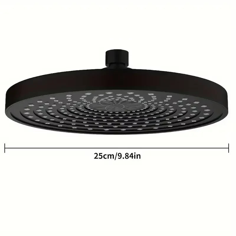 25cm Top Spray Large Water Volume Booster Shower Head Pressurized Single Head Home Bathroom Shower Head Oasis Select Black