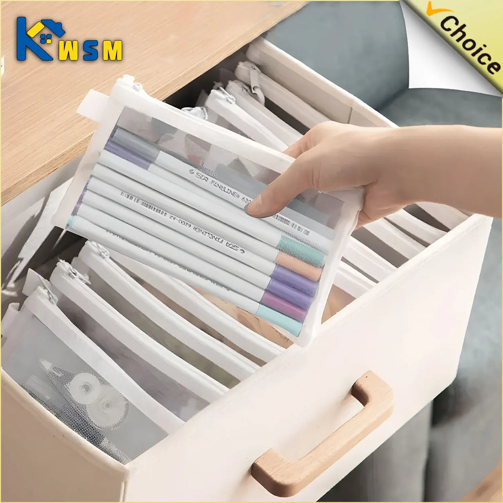 3/6/9 PCS Mesh Zipper File Bag Waterproof Moisture-proof Zipper Folder Toy Storage Bag Storage Tools Cosmetic Organization Bag Oasis Select