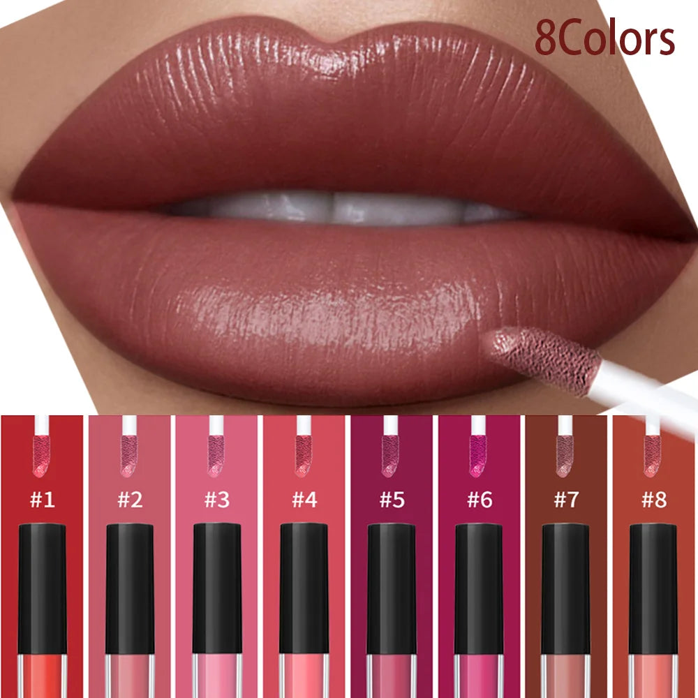 Waterproof Liquid Lipstick 8 Color Vitamin E Makeup Sets Lip Glosses Lip Plumpers Lip Cream Valentine's Day Gifts Oasis Select