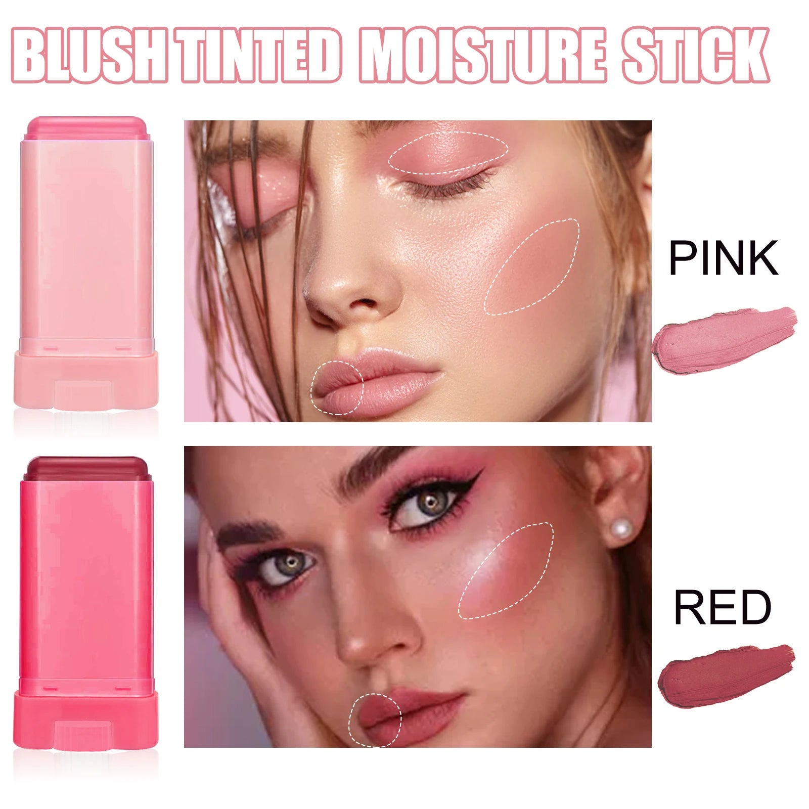 2 Colors Face Multi-functional Makeup Blusher Brightening Waterproof Lightweight Natural Nude Smudge-proof Makeup Blusher Oasis Select