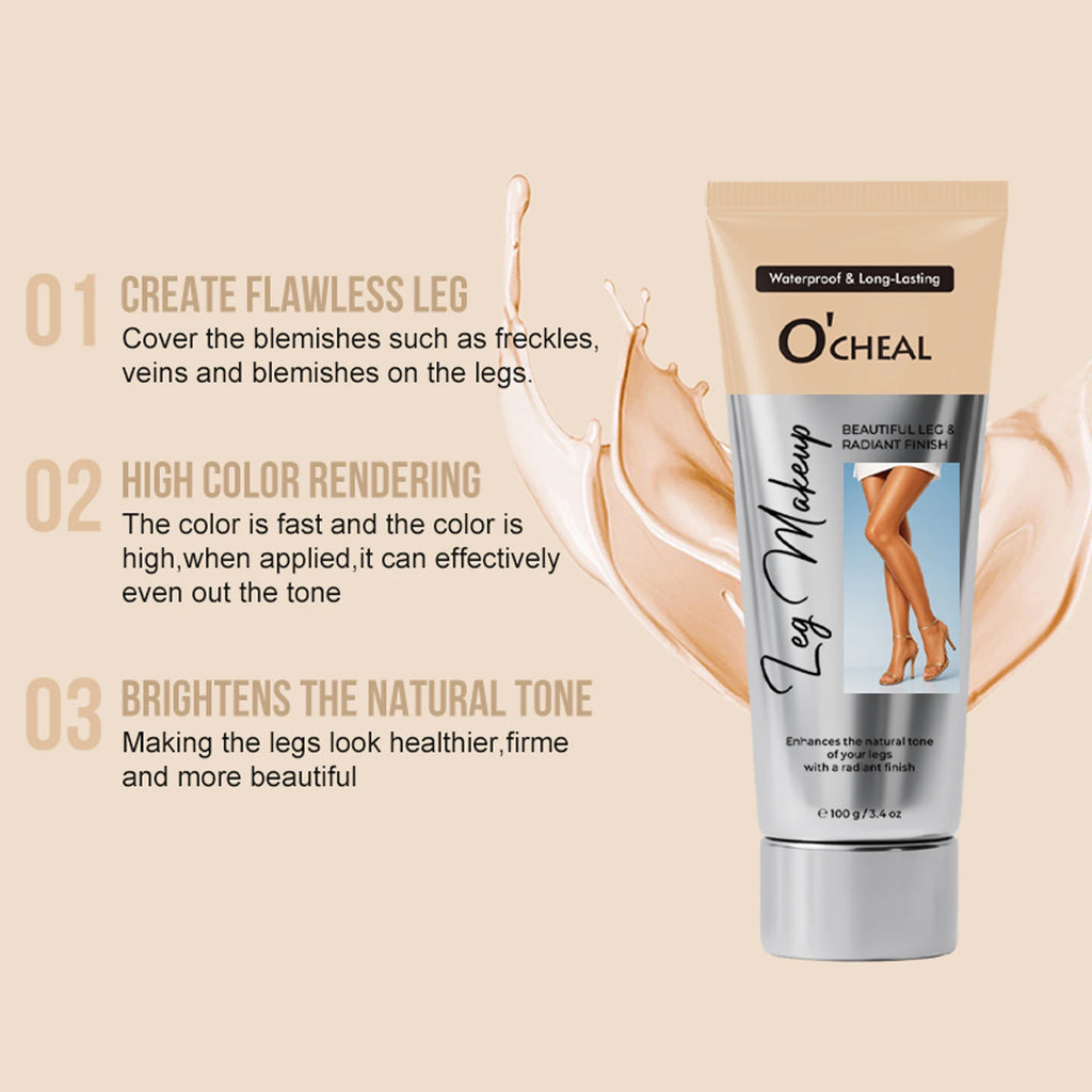 OCHEAL 100ml Beauty Leg Cream Makeup Body Coverage Long-lasting Waterproof Concealer Skin Tone Wheat Tan Brown Liquid Foundation Oasis Select