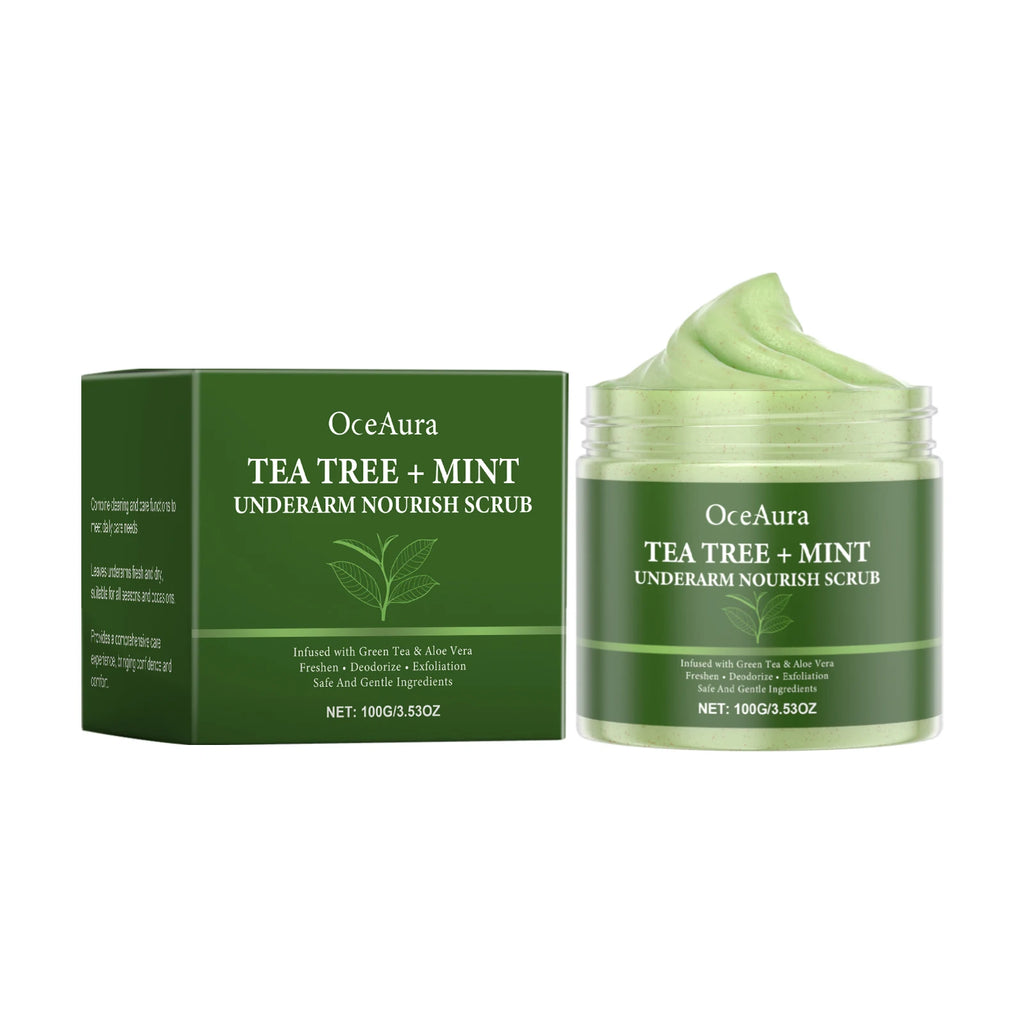 100G Tea Tree Body Scrub Cream Deep Cleaning Remove Dead Skin Enhance Smoothness Moisturizing Refreshing Body Exfoliating Cream Oasis Select 100g United States